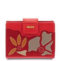 GIUDI ® Damen-Geldbörse aus Kalbsleder, echtes Leder, Blütenblatt-Applikation, Geldbörse, Kreditkartenfach von Giudi