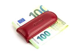 GIUDI ® Geldklammer mit Magnet Leder Klein Echtleder Rindsleder (Rot) von Giudi