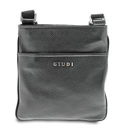 GIUDI ® - Herrentasche aus gehämmertem Kalbsleder, Echtleder, Umhängetasche für Herren, Made in Italy., Schwarz (Schwarz) - 4830/AE von Giudi