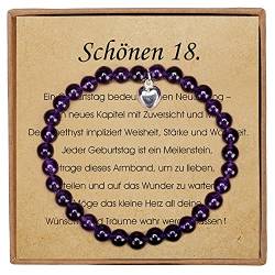 Geschenke für 18. Geburtstag Mädchen Amethyst Armband mit Herzanhänger aus Sterlingsilber Süße 18 Geschenke für Mädchen mit Message Card und Geschenkbox von Giuesytic