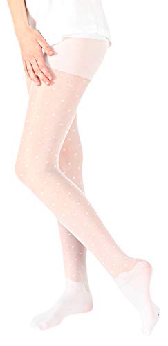 Giulia 20 Den weiße Mädchen Strumpfhose mit Dots Punkten Print tattoo gemustert tights Lina 20 N1 Bianco(Weiß) 128-134 von Giulia