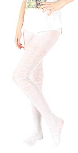 Giulia 60 Den weiße Mädchen Strumpfhose mit Logo Blumen Flower Print tattoo gemustert tights Muster Debbie 60 N1 Bianco(Weiß) 116-122 von Giulia