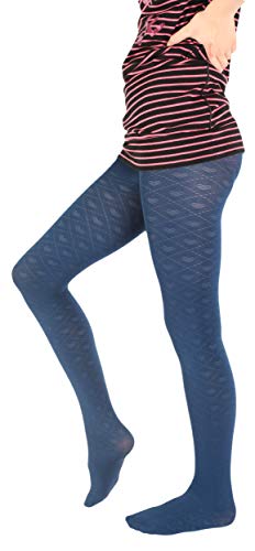 Giulia 80 Den warme Raute Mädchen Strumpfhose mit Logo Herz Herzchen Print tattoo gemustert tights Bonny 80 N11 Avio (Dunkelblau) 152-158 von Giulia