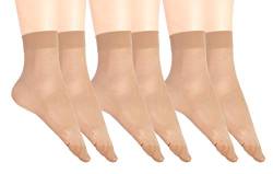 Giulia Damen Socken Sockchen Feinsöckchen 15, 20, 40, 50 Den mit Komfortbund 15 Den (6er Set) Caramel One Size von Giulia