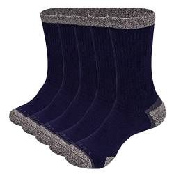 GiveGift 5 paar Arbeitssocken für Herren Dicke Baumwolle Wandersocken Thermo Warme Atmungsaktiv Sportsocken für Männer 37-41 Blau L von GiveGift