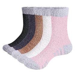 GiveGift Kuschelsocken Damen Plüschsocken Bettsocken Dicke Warme Plüsch Kuschel Flauschige Socken Bunt für Frauen Fuzzy Fluffy Socks 43-46 Mehrfarbig von GiveGift