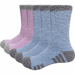 GiveGift Kuschelsocken Damen Plüschsocken Bettsocken Dicke Warme Plüsch Kuschel Flauschige Socken Bunt für Frauen Fuzzy Fluffy Socks Blau 35-39 von GiveGift