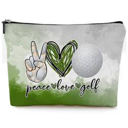 Givotin Kosmetiktaschen für Frauen, niedliche Make-up-Tasche für Geldbörse, Segeltuch, Reise-Kulturbeutel, lustiger Reißverschlussbeutel, Peace Love Golf-Make-up-Taschen, Size: 10"W x 7"H. Hold All von Givotin