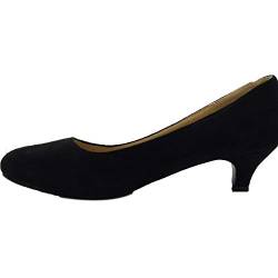 Gizelle Damen Kitten-Heel Pumps, Black Suede, 44/10 EU von Gizelle