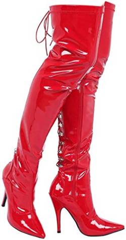 Gizelle Damen Schnüren Overknee-Stiefel, rotes Leder, 41.5 EU von Gizelle