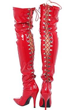 Gizelle Damen Schnürstiefeletten auf der Rückseite Overknee-Stiefel, rotes Leder, 35.5 EU von Gizelle