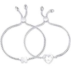 Gkmamrg Pärchen Ambänder 2er set Partnerarmbänder Puzzle liebesarmband für paare, silber liebesgeschenke Weihnachten Valentinstag Geschenke für partner von Gkmamrg