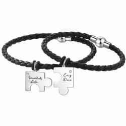 Gkmamrg Partnerarmbänder für verbundene Paare Geschenke, Lederarmband Pärchen Armband mit Gravur Weihnachten Geschenke Partner Jahrestag Geschenk von Gkmamrg