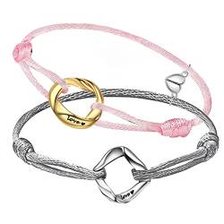 Pärchen Armband Magnet silber 925 Geschenke - Partnerarmbänder magnetisch Handgefertigt Geflochten Couple Armband von Gkmamrg