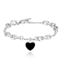 beste freundin Silber Damen Armband für Frauen, Edelstahl Herz Anhänger Herzarmband Armkette von Gkmamrg