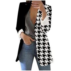 Blazer Damen Sportlich Oversize Dünn Blazerjacke Retro Jacke Büro Office Suit Blazer mit Taschen Basic Jacke Longblazer Trenchcoat Parka Strickjacke Große Größen Revers Anzug für Office von Gkojhj