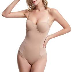 Damen BH Rückenfreie Body Shapewear Formende Bodys Miederbody Stark Formend Sculpting Shapewear Offener Schritt Partykleid mit transparenten Trägern Unsichtbare BHS für die Bauchkontrolle von Damen von Gkojhj