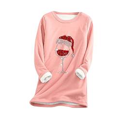 Gkojhj Damen Plüsch Warmer Pullover Rundhals Einfarbig Sweatshirt Teddy-Fleece Sweatshirt Schlafanzug Homewear Tunika Oberteile mit Tiermotiven Sweatshirt Unterhemd Bequem Winterschlafanzug Kostüm von Gkojhj