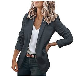 Gkojhj Long Blazer Damen Einfarbig Business Anzug Retro Jacke Büro Office Suit Sportlich Schlanke Passform Knöpfen Vintage Anzugjacke Blazer Streetwear Damenblazer Revers Anzug für Office von Gkojhj