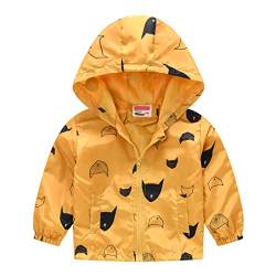 Kinder Jungen Mädchen Baby Windjacke mit Kapuze Winddichte Cartoon Aufdruck Mantel mit Reißverschluss Outdoor Sport Mantel Kleinkind Übergangsjacke Baby Mädchen Sweatjacke mit Kapuze Gr. 90-130 von Gkojhj