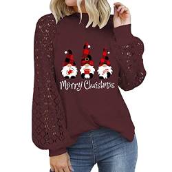 Lustige Weihnachtspullover Damen Weihnachts Xmas Pulli Shirt Rundhalsausschnitt Shirts Elegant Langarm Tops Weihnachtspullover Lustig Bluse Tops Frauen Teenager Xmas Sweater Lustig Weihnachtspulli von Gkojhj