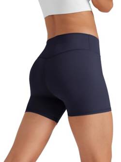 Glacspyg Radlerhose Damen Kurze Sporthose V-Taille High Waist Gym Shorts Kurze Leggings für Yoga Gym Fitness Laufen Marineblau 2XL von Glacspyg