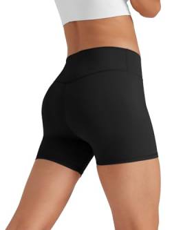 Glacspyg Radlerhose Damen Kurze Sporthose V-Taille High Waist Gym Shorts Kurze Leggings für Yoga Gym Fitness Laufen Schwarz L von Glacspyg