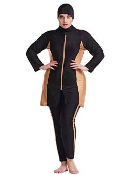 GladThink Dame Muslim Übergröße Bescheiden Badebekleidung islamisch Traditionell Burkini Schwarz XL von GladThink