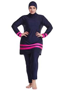 GladThink Dame Muslim Übergröße islamisch Traditionell Burkini Bescheiden Badebekleidung Navy 4XL von GladThink