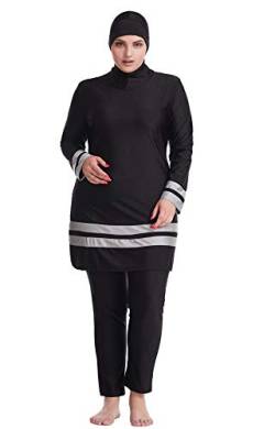 GladThink Dame Muslim Übergröße islamisch Traditionell Burkini Bescheiden Badebekleidung Schwarz XL von GladThink