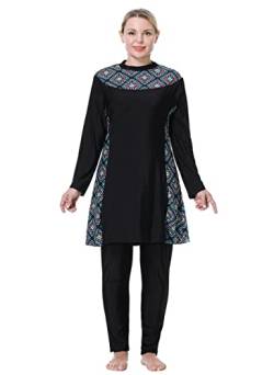 GladThink Frauen Muslime Lose und übergroße Modest Badeanzug Islamische Traditionen Burkini Schwarz 8XL von GladThink