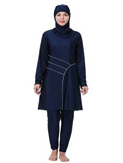 GladThink Frauen Muslime Swimwear Traditional Burkini Modest überdimensional Badeanzug Marine 7XL von GladThink