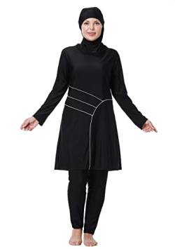 GladThink Frauen Muslime Swimwear Traditional Burkini Modest überdimensional Badeanzug Schwarz 6XL von GladThink