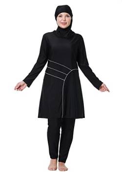 GladThink Frauen Muslime Swimwear Traditional Burkini Modest überdimensional Badeanzug Schwarz 8XL von GladThink