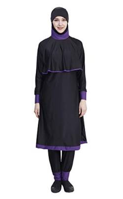 GladThink Muslim Damen Mädchen Burkini 2 Stück Badebekleidung Schwarz 4XL von GladThink