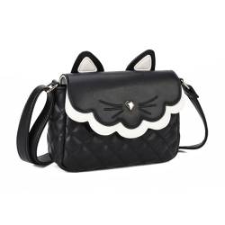 Gladdon Katze Umhängetasche Crossbody Bag niedliche kleine Messenger Tasche Verstellbarer Schultergurt Geldbörse für Teenager Mädchen Frauen Original Design（Schwarz） von Gladdon