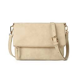 Gladdon Umhängetasche Handtasche Damen,Klein Crossbody Tasche Schultertasche Handytasche Messenger PU-Leder Taschen Für Täglich Arbeit Einkaufen(Beige) von Gladdon