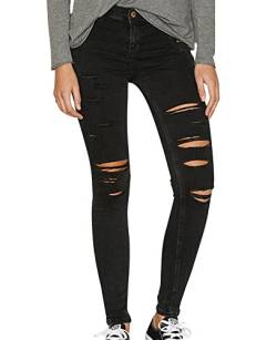 Gladiolus Damen Skinny Hose Jeans Strecken Ripped Loch Lässige Jeanshose Schwarz EU34 von Gladiolus