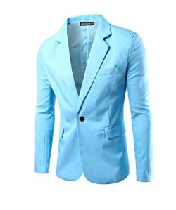 Herren Sakko Blazer Slim Fit Business Lässig EIN Knopf Jacke Blazer Sakko Hellblau XL von Gladiolus