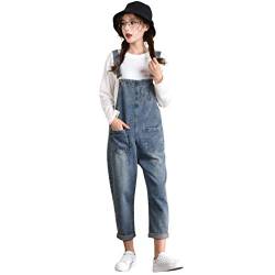 GladiolusA Damen Latzhose Denim Jeans Hose Lang Lässig Baggy Stylisch Große Größen Overall Jumpsuit Blau 2XL von GladiolusA