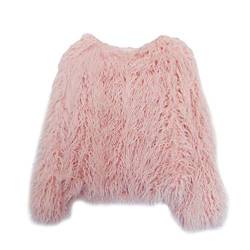 GladiolusA Damen Mantel Winter Warm Faux Fur Kunstfell Jacke Kurz Mantel Pink L von GladiolusA