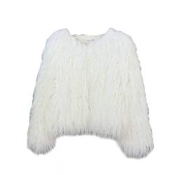 GladiolusA Damen Mantel Winter Warm Faux Fur Kunstfell Jacke Kurz Mantel Weiß M von GladiolusA