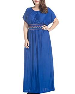 GladiolusA Damen Vintage Boho Kleid Lange Sommerkleider Maxikleid Festlich Kleid Partykleid Bohemian Kleider Übergröße Marine 7XL von GladiolusA