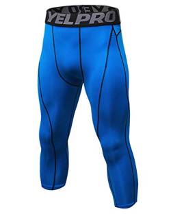 GladiolusA Herren 3/4 Leggings Hosen Fitness Running Gym Sports Training Compression Tights Blau XL von GladiolusA