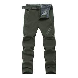 GladiolusA Herren Hosen Atmungsaktiv Outdoorhose Softshellhose Wanderhose Jogging Berghose Trekkinghose Winddicht Warm Große Größen Armee-Grün 4XL von GladiolusA