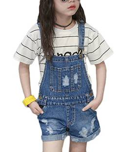 GladiolusA Latzhose Kinder Mädchen Jeans Hosen Shorts Jeanshose Kinder Overall Kurze Jeans Blau 120 von GladiolusA