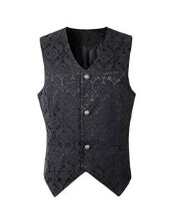 Herren Weste Steampunk Gothic Viktorianisch Vest Retro Kurz Oberteil Tops Anzugweste Kostüm Schwarz 3XL von GladiolusA