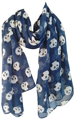 GlamLondon Schal mit Panda-Aufdruck, groß, modisch, niedlich, Panda-Motiv, für Frauen Gr. 42, marineblau von GlamLondon