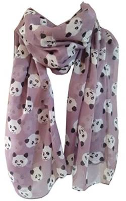 GlamLondon Schal mit Panda-Aufdruck, groß, modisch, niedlich, Panda-Motiv, für Frauen Gr. 42, violett von GlamLondon