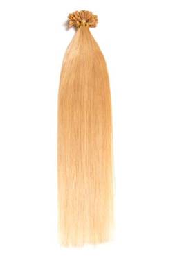 Blonde Bonding Extensions aus 100% Remy Echthaar - 100x 1g 60cm Glatte Strähnen - Lange Haare mit Keratin Bondings U-Tip als Haarverlängerung und Haarverdichtung in der Farbe #24 Blond von GlamXtensions